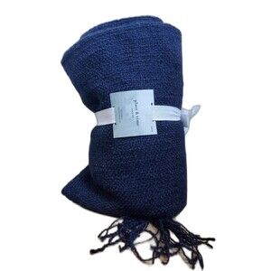 Place Time Throw Blanket Calm & Cool Home Decor Blue Fringe 50"x60" NWT Gift